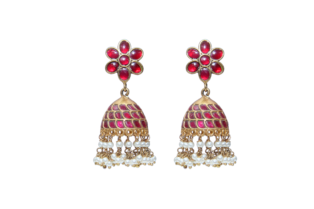 Silver Minakari Earrings