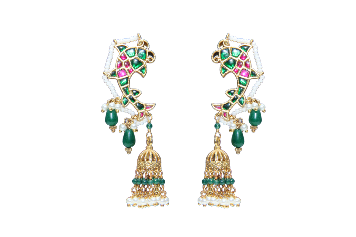 Silver Minakari Earrings