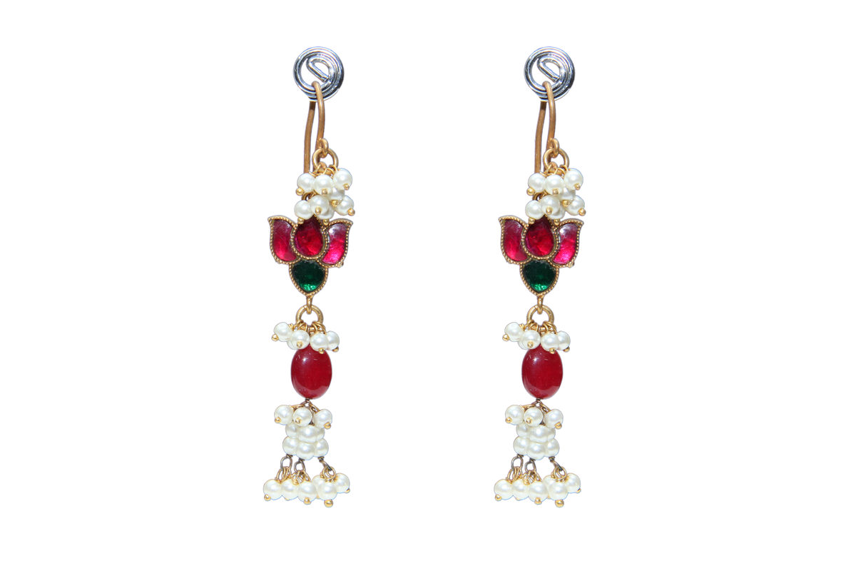 Silver Minakari Earrings
