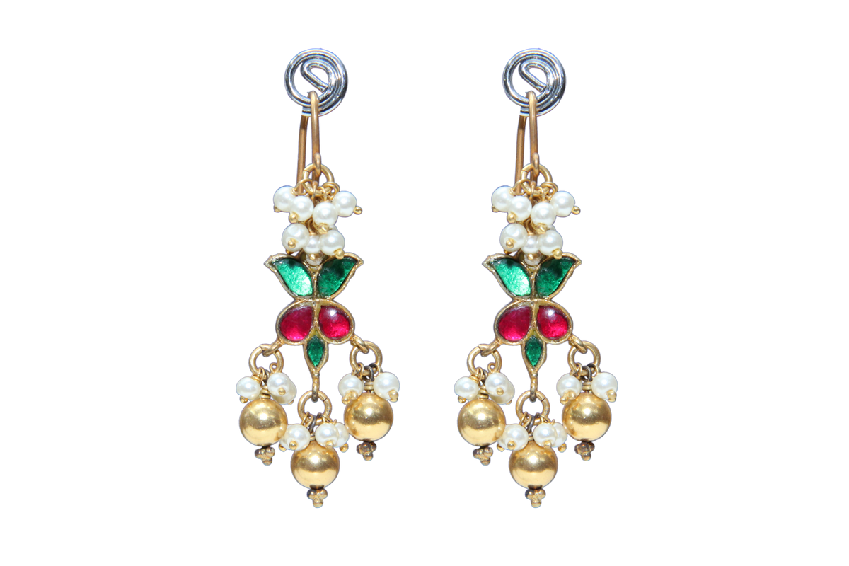 Silver Minakari Earrings